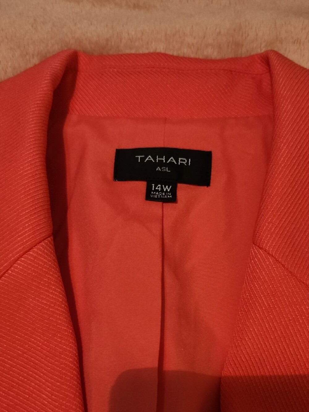 Tahari Coral-Orange Double-Breasted Blazer with Gold Buttons - Picture 3 of 6